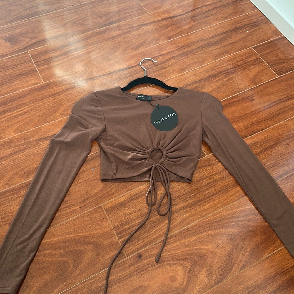 White Fox brown crop top Size Xs